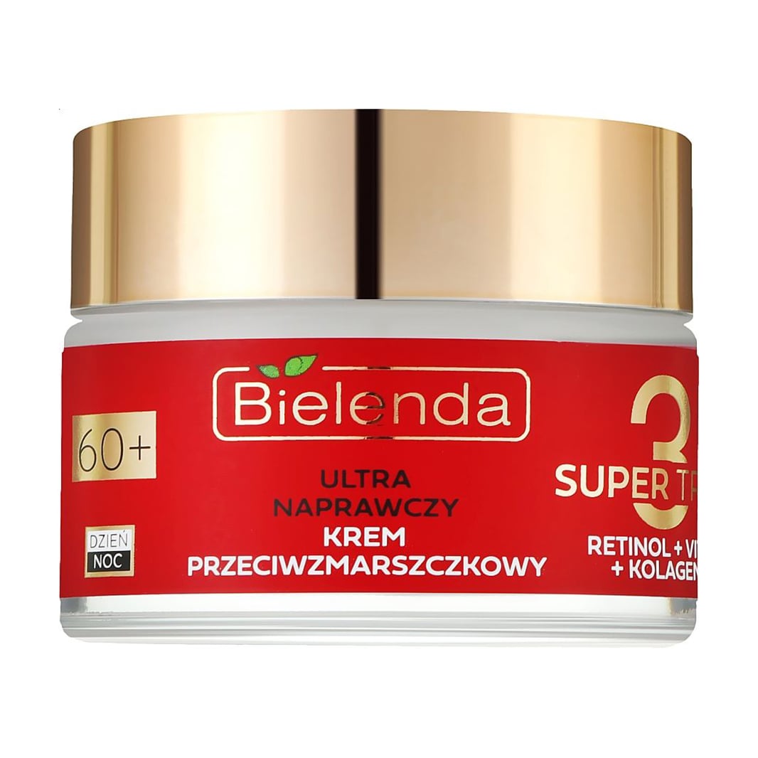 Уцінка! Відновлювальний крем для обличчя Bielenda Super Trio Retinol + Vit C + Kolagen 60+ проти зморшок, 50 мл